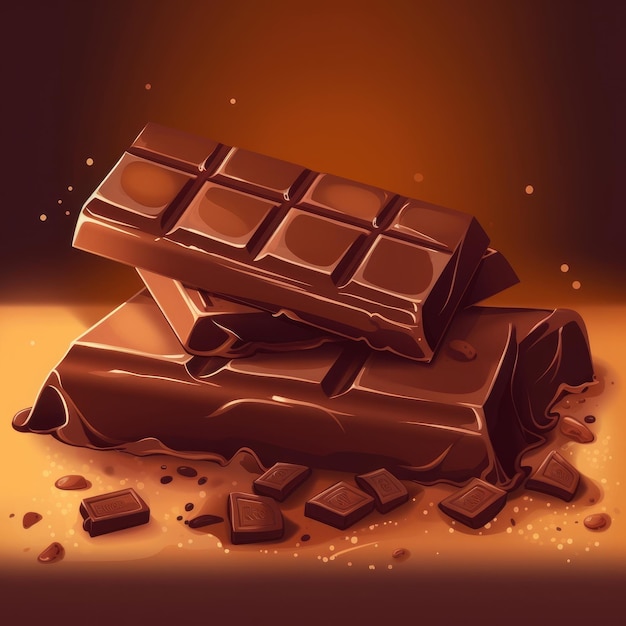 Illustration of a drawing of a portion of chocolate