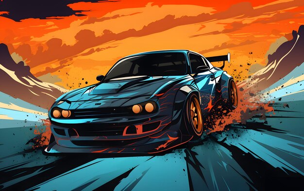 Illustration Drift car sports background