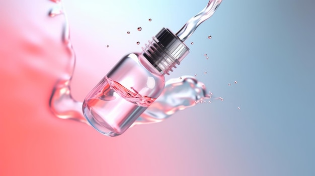 Photo illustration of a dropper bottle with liquid
