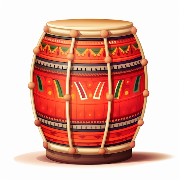 иллюстрация барабана с красно-зеленым рисунком на нем