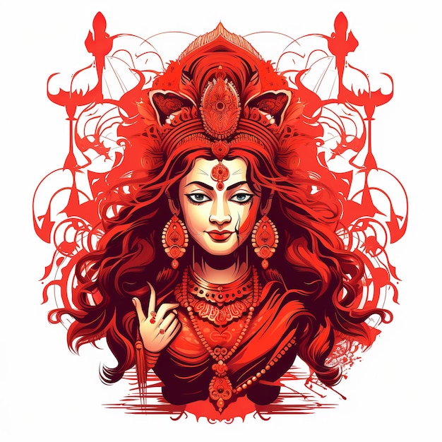 illustration of Durga Puja also known as Durgotsava or Sharodotsav