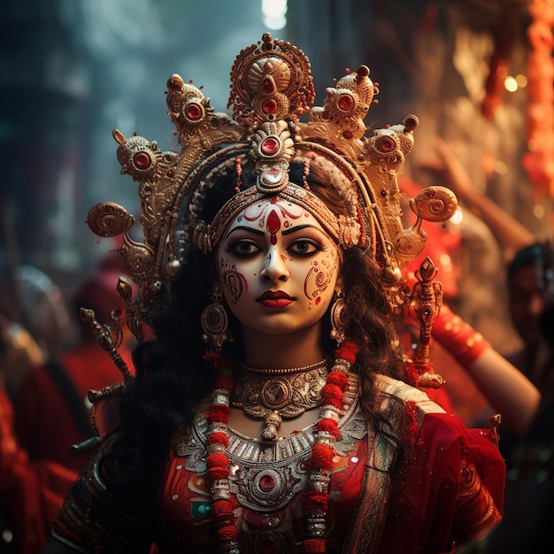 Photo illustration of durga puja festival in kolkata