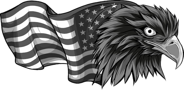 illustration of eagle head with american flag