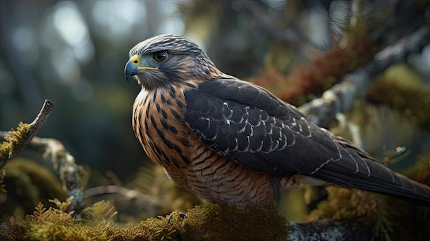 illustration of an eagle in the middle of a forest