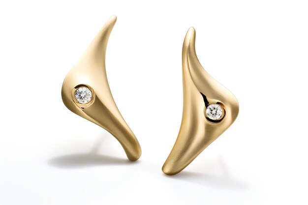 illustration of Ear Hook Melting Abstract shapes18k gold diamonds Flush