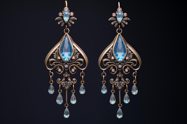 illustration of Earrings designed in Art Deco style Victorian royal