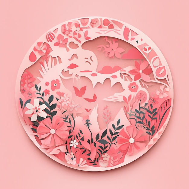 Иллюстрация на бумаге Дня Земли, вырезанной в розовом цвете