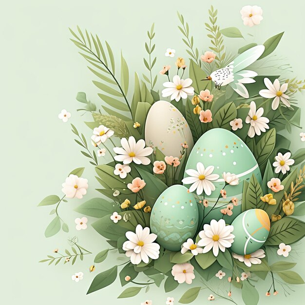 illustration Easter background in green