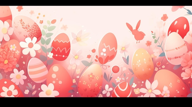 illustration Easter background in red