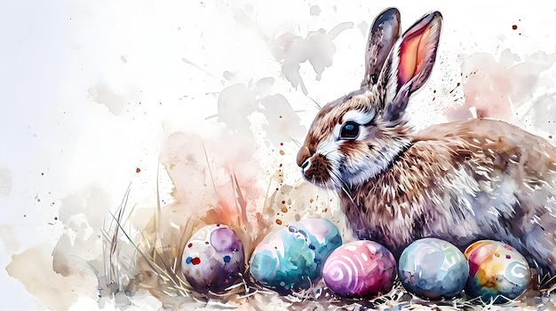 Illustration of a Easter bunny and easter eggs