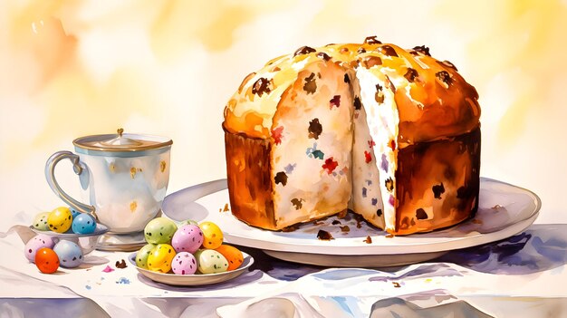 Foto illustrazione di una torta di pasqua sul piatto