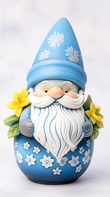 illustration Easter gnome in blue