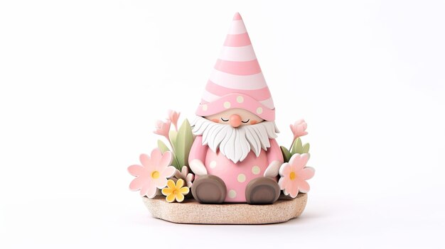 illustration Easter gnome in pink