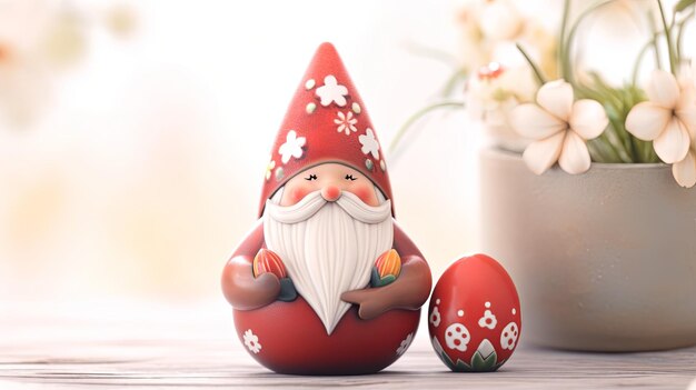 illustration Easter gnome in red