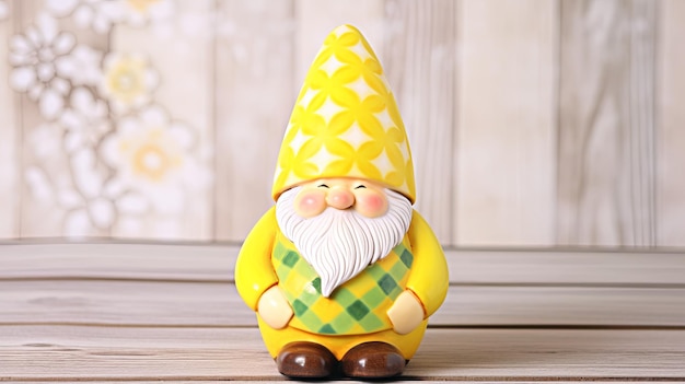 illustration Easter gnome in yellow