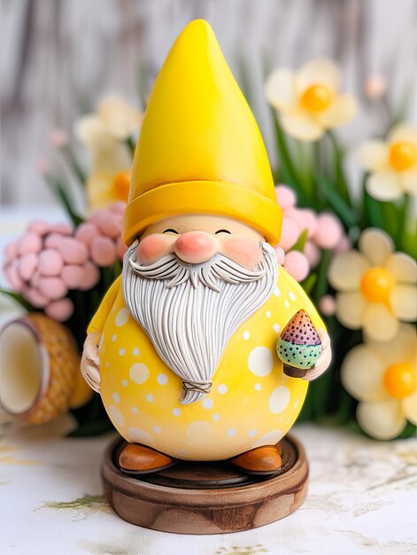 illustration Easter gnome in yellow