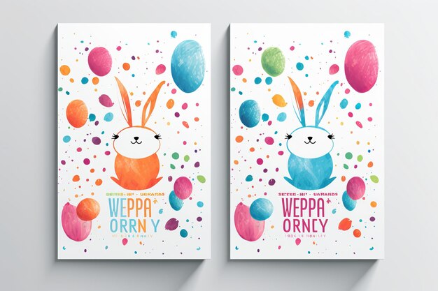 Photo illustration of easter posters or flyers setwhite background generative ai