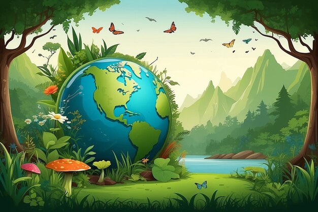 Photo illustration of ecology concept save nature