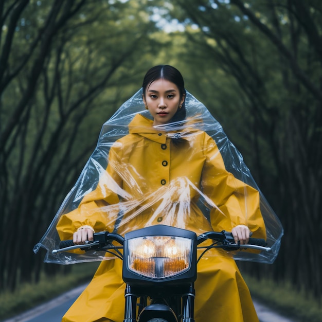 eコマース広告写真のイラスト中国人の女の子が乗って