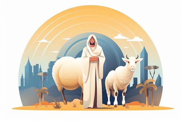 illustration of Eid Aladha Illustration concept on white background Generative ai