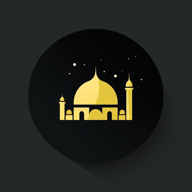 иллюстрация открытки Ид Мубарак с мечетью и полумесяцем в