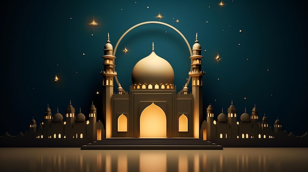 Illustration of Eid Mubarak Night with Lights