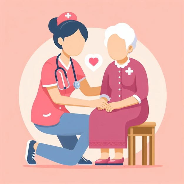 Illustration of elder care