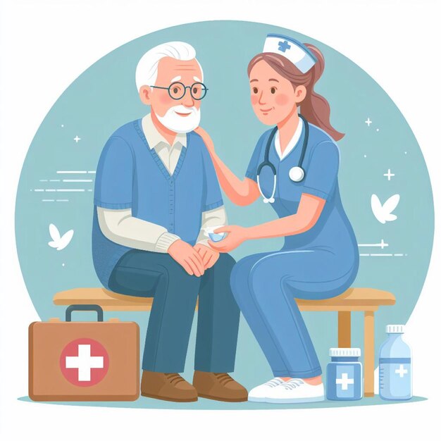 Illustration of elder care