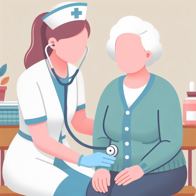 Illustration of elder care