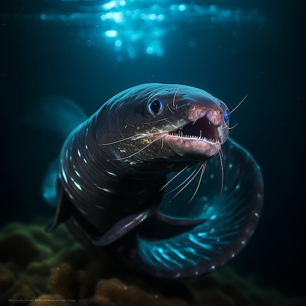 illustration of Electric Eel in deep sea captured with Canon