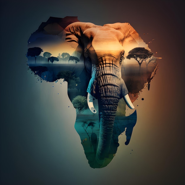 Photo illustration of elephant and the continent of africa