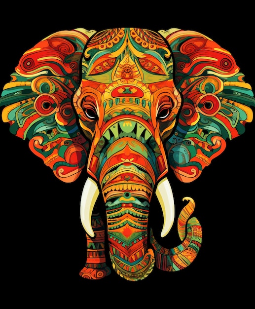 Тело слона иллюстрации состоит из различных узоров и форм.