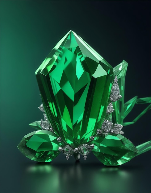 Illustration of an emerald crystal emphasize