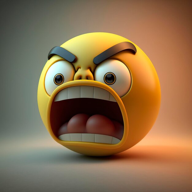 illustration emoticon with angry expression image by AI