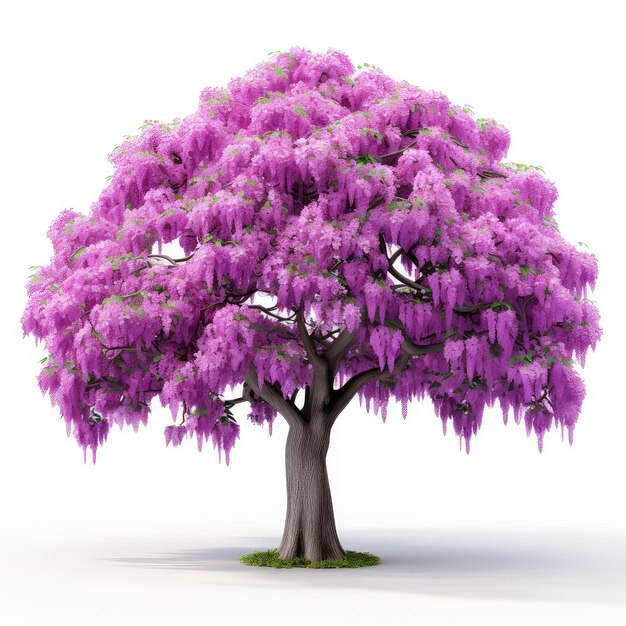 Photo illustration engaging display of isolated wisteria tree