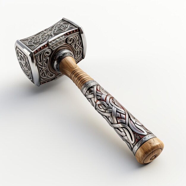 Фото Иллюстрация привлекательного идеального вида молотка тора mjolnir витрина