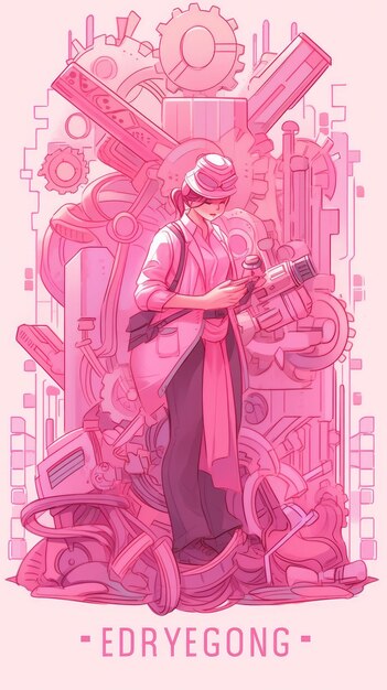 illustration Engineer Day in pink