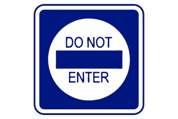 Photo illustration of do not enter on blue background