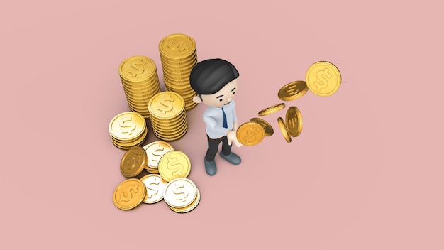 illustration of a entrepreneur surrounded by coins and dollar coins falling into the palm