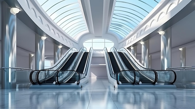 Illustration of an escalator in a building