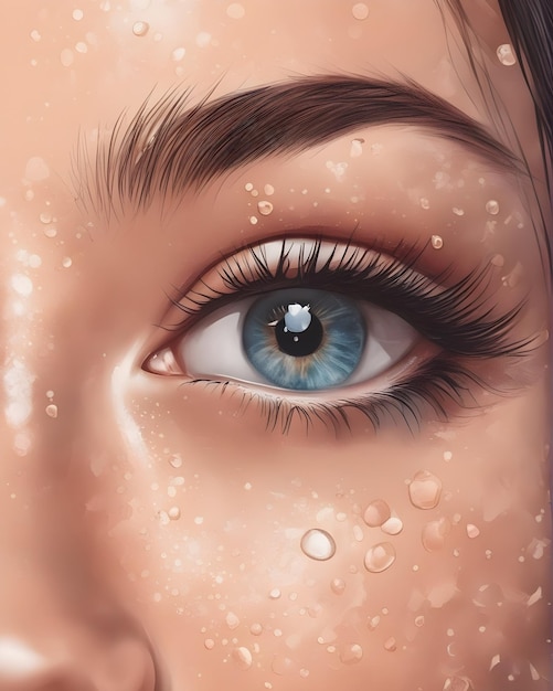 Illustration eye girl painting