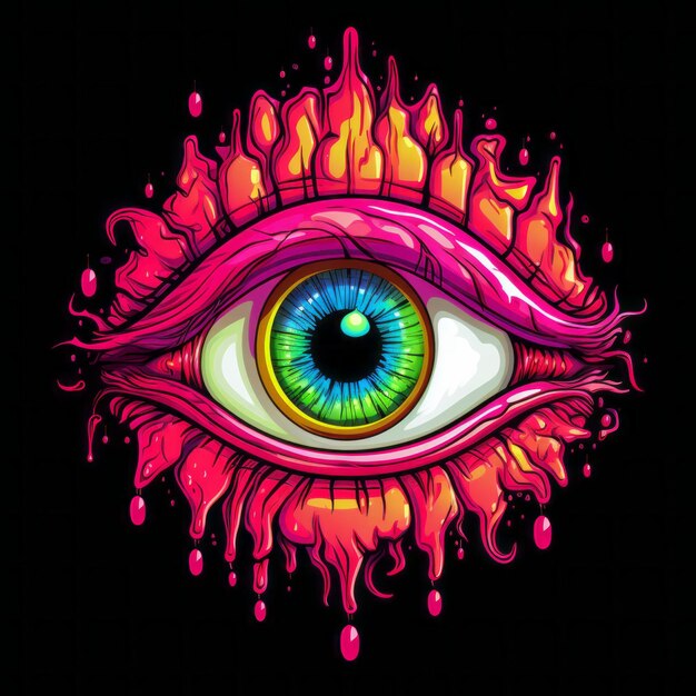 an illustration of an eye with colorful eyes