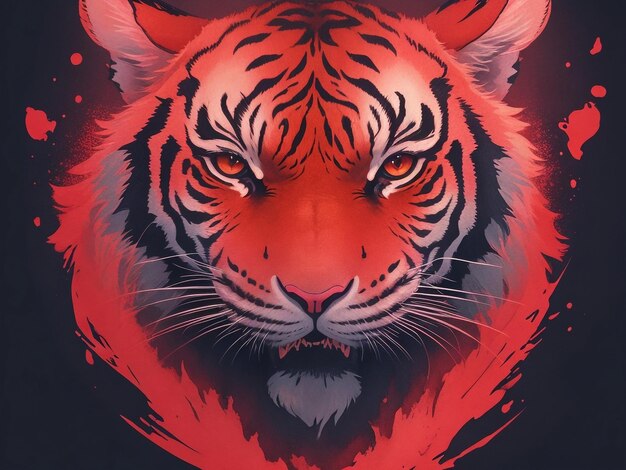 The illustration face of tiger