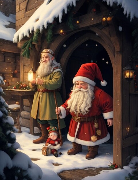an a illustration the fairy tale of the dwarf at Christmas