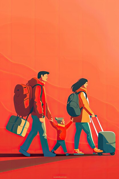 Photo an illustration of a family traveling