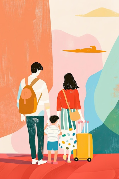 Photo an illustration of a family traveling