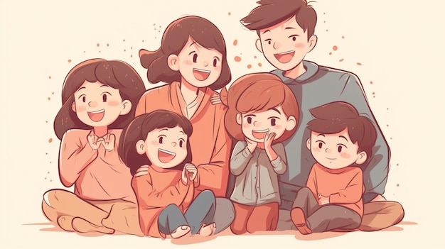 Illustration of a family with the words family on the front