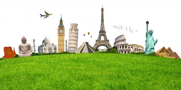 illustration of famous monument on green grass