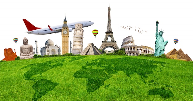 illustration of famous monument on green grass