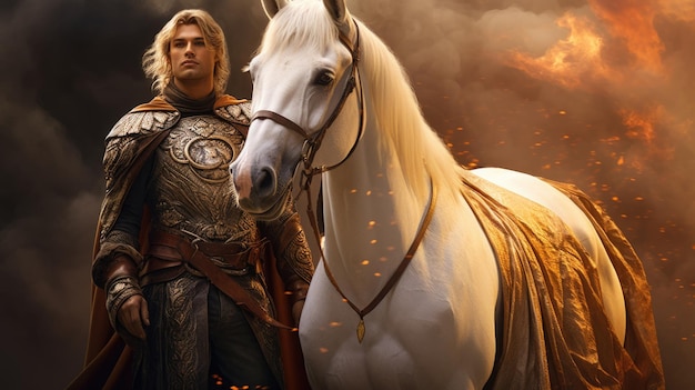 Illustration of fantasy character ideal for novel book cover Man Horse